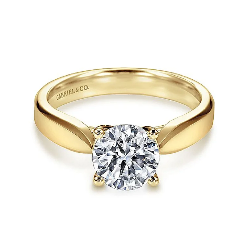 classic wedding rings with engraved designs-14K Yellow Gold 'Jamie' Round Diamond Engagement Ring