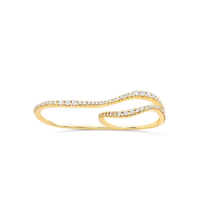 unique engagement rings for men with gold bands-Wavy Two Finger Ring