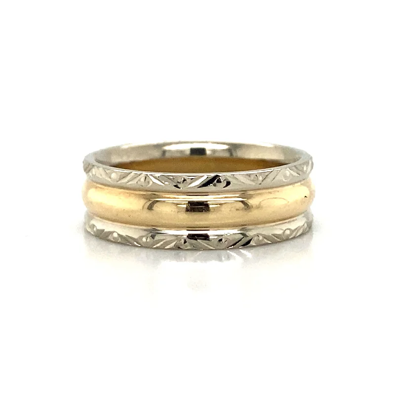 gold rings for men with sapphires-18k White & Yellow Gold Band