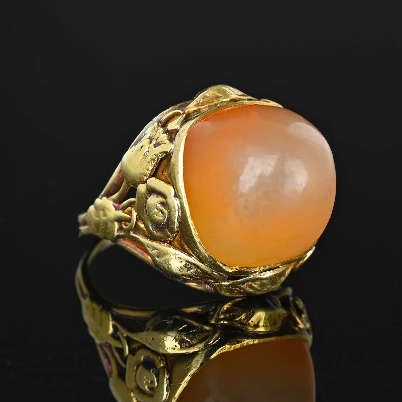 custom rings for men with sapphires and diamonds-Arts and Crafts Sugarloaf Cabochon Carnelian Ring