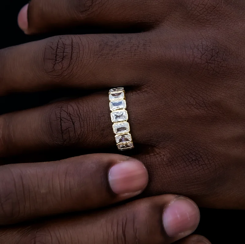 trendy gold rings with diamonds for men-Baguette Bezel Ring in Yellow Gold Vermeil