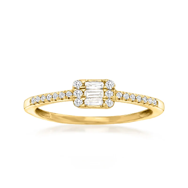 diamond engagement rings with unique designs-Canaria Diamond Rectangular Cluster Ring in 10kt Yellow Gold