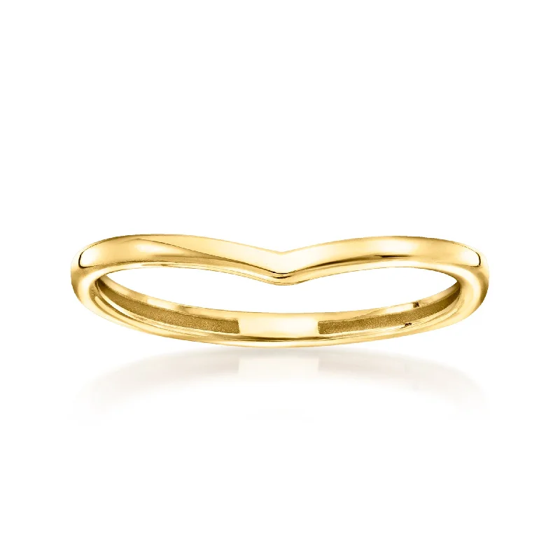 classic wedding rings with engraved designs-Canaria Italian 10kt Yellow Gold V-Shaped Ring