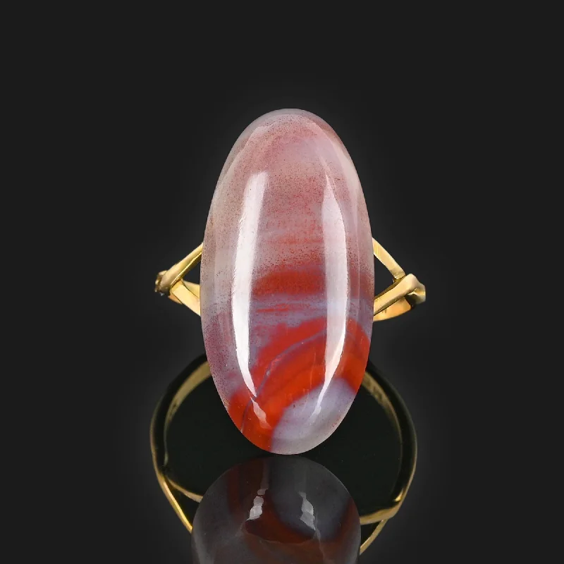 men’s rings with diamonds and rubies-Vintage 14K Gold Lake Superior Agate Ring