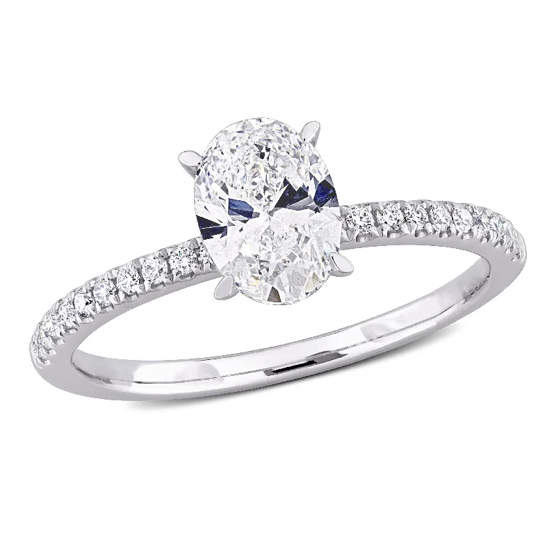 luxury rings for engagement proposals-Created Forever 1 1/6ct TW Oval Lab-Grown Diamond Solitaire Engagement Ring in 14k White Gold