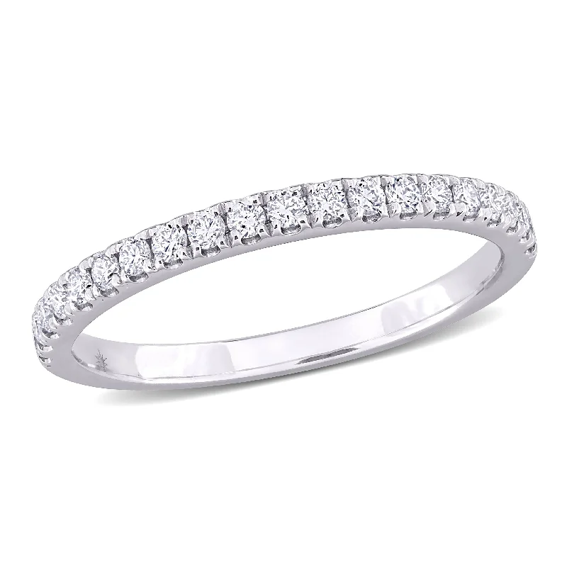 vintage engagement rings for women with sapphires-Created Forever 1/3ct TW Lab-Grown Diamond Semi-Eternity Anniversary Band in 14k White Gold