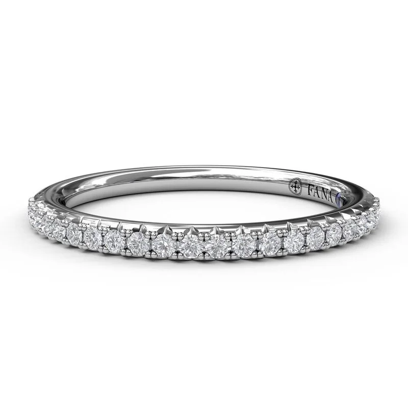 affordable engagement rings for men with rubies-Diamond French Set Wedding Band in 14K White Gold