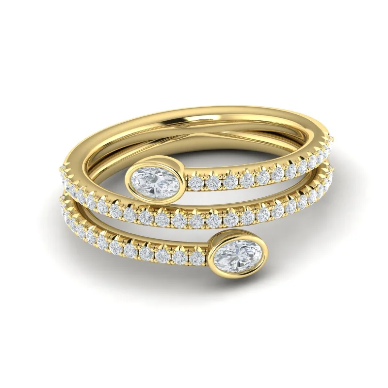 custom engagement rings with sapphires and diamonds-Diamond Multi Wrap Oval Cut Band in 14K Yellow Gold