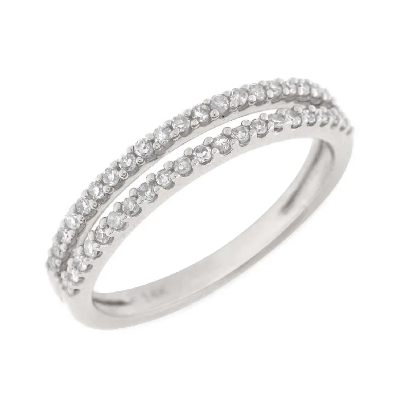 classic promise rings with diamonds for women-Double Row Pave Ring