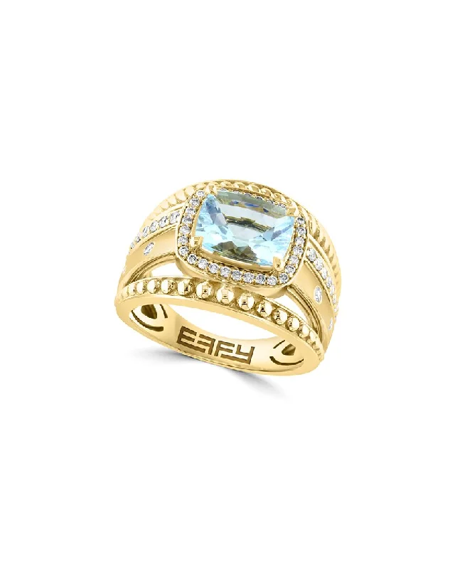 men’s rings with sapphire stones-Effy Fine Jewelry 14K 2.06 ct. tw. Diamond & Aquamarine Ring