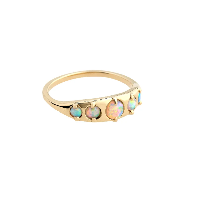 classic wedding rings with sapphire gemstones-Five Opal Ring