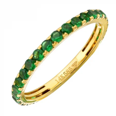 unique promise rings for men with diamonds-Gemstone Tsavorite Stackable Eternity Ring