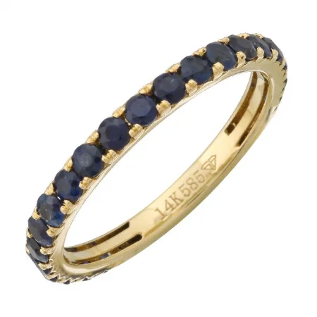 gold engagement rings with emerald stones-Gemstone Sapphire Stackable Eternity Ring