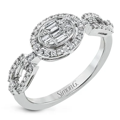 classic wedding rings with engraved designs-Simon-set Halo Fashion Ring in 18k Gold with Diamonds