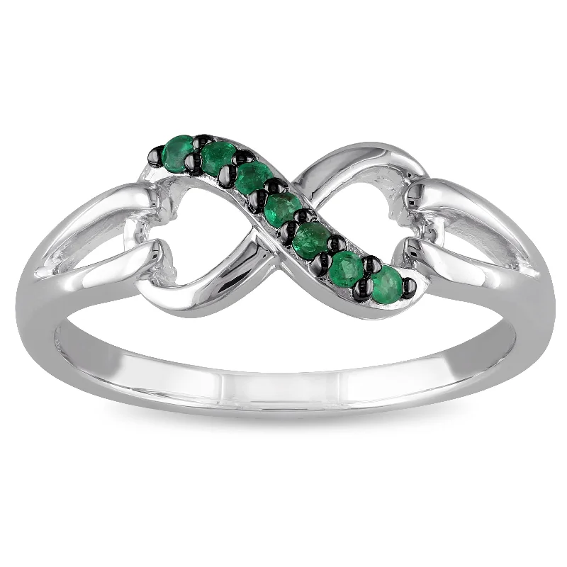 vintage wedding bands for men with sapphires-Miadora Sterling Silver Emerald Infinity Promise Ring