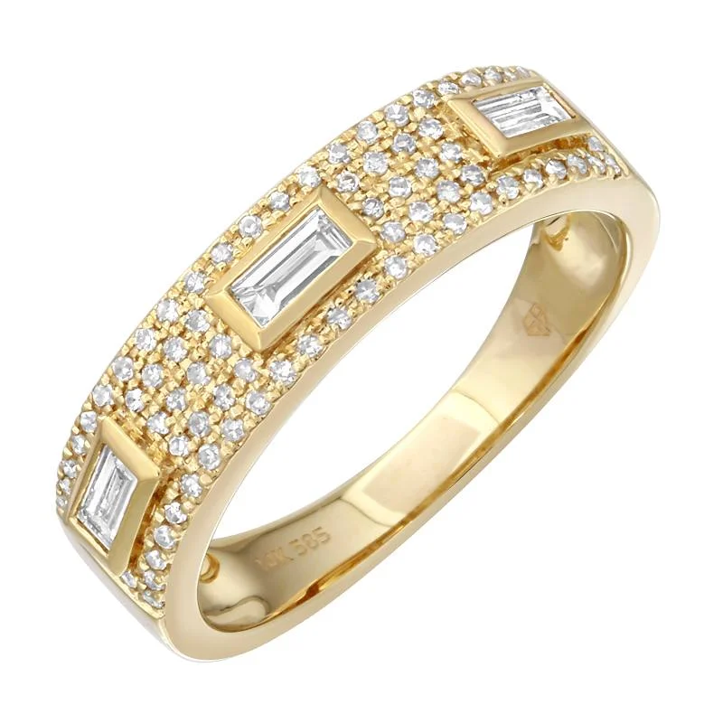 gold rings for engagement with diamonds-Pave & Baguette Statement Ring