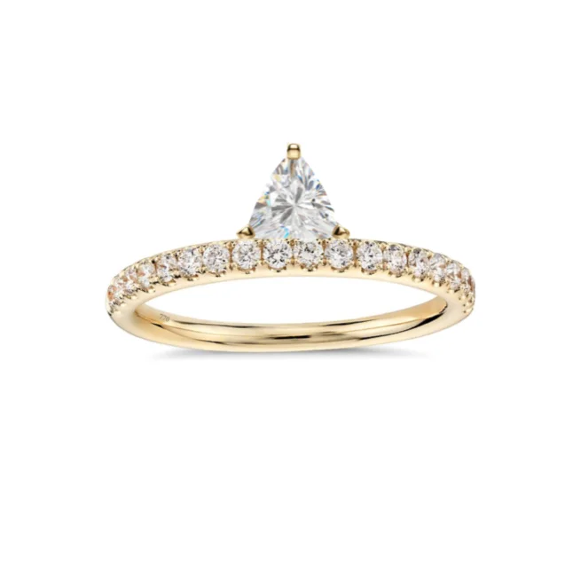 personalized rings with diamonds for engagement-Pave Floating Trillion Ring