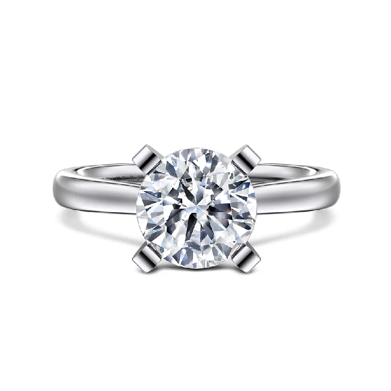 diamond rings with custom engravings for women-Platinum 'Michelle' Solitaire Engagement Ring