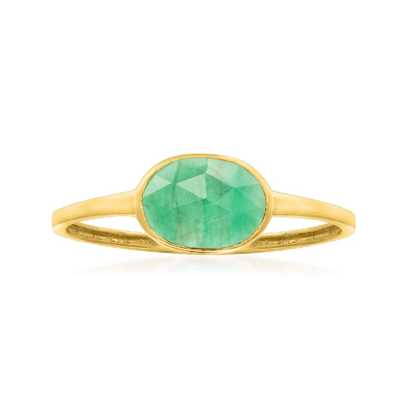 best engagement rings for women with rubies-Ross-Simons Emerald Ring in 14kt Yellow Gold