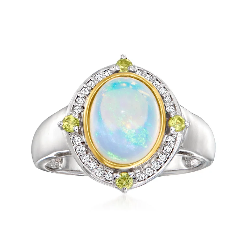 personalized promise rings with engravings-Ross-Simons Ethiopian Opal and Diamond Ring With . Peridot in Sterling Silver and 14kt Yellow Gold