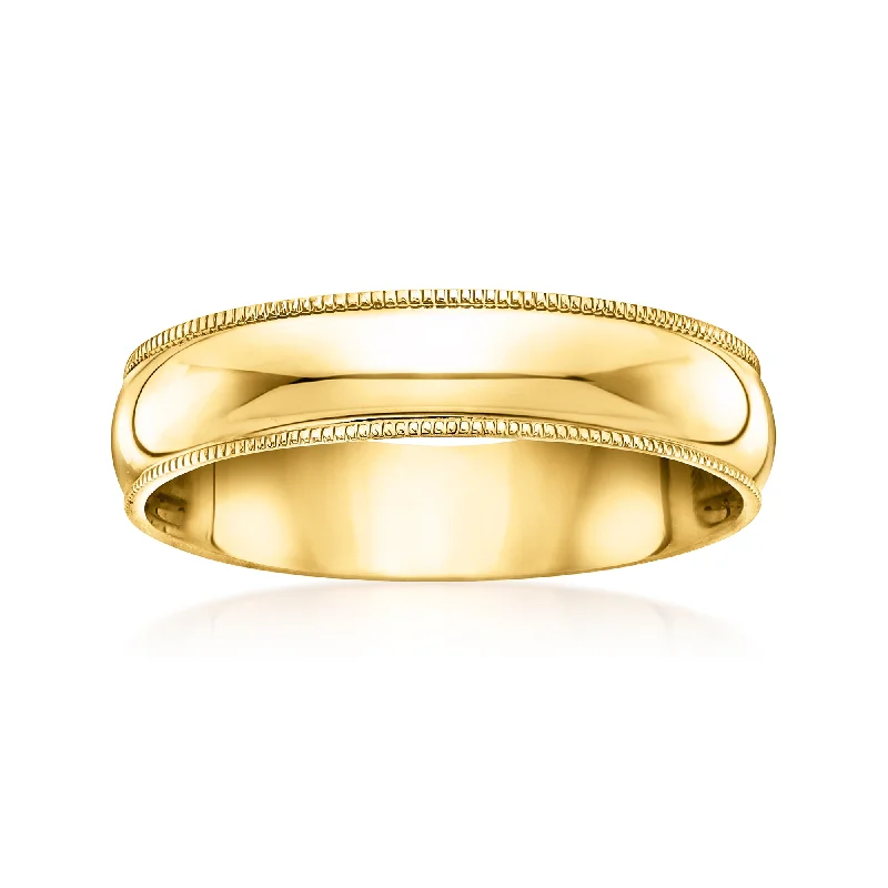 unique engagement rings for men with gold bands-Ross-Simons Men's 5mm 14kt Yellow Gold Milgrain Wedding Ring