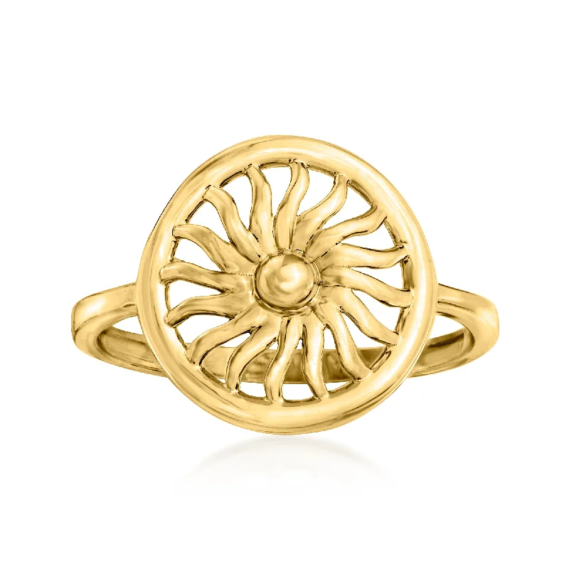 gold wedding rings with diamonds for women-RS Pure by Ross-Simons 14kt Yellow Gold Sun Circle Ring