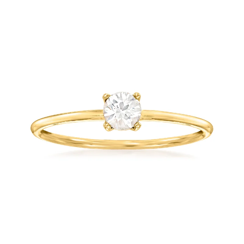 gold promise rings for women-RS Pure by Ross-Simons White Sapphire Ring in 14kt Yellow Gold