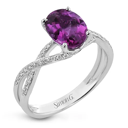 men’s diamond rings with custom engraving-Rubellite Fashion Ring In 18k Gold With Diamonds