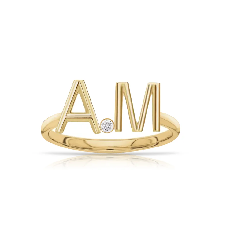 engagement rings with colored sapphires-Solid Initials and Bezels Ring