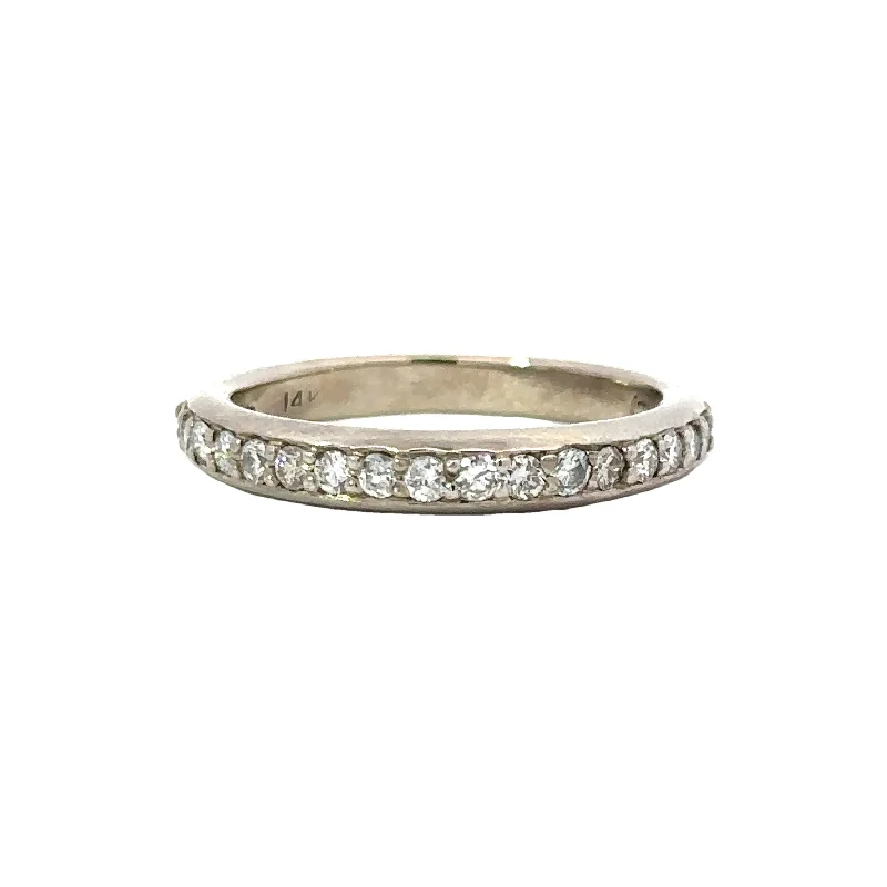 affordable custom rings for women-Straightline Wedding Band in 14K White Gold