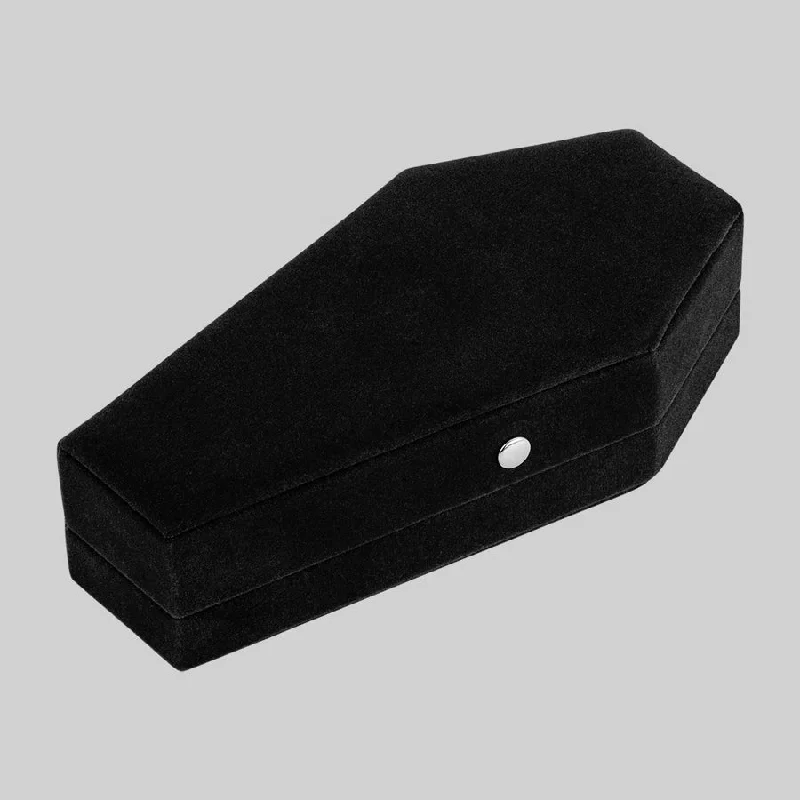 men’s wedding bands with unique designs-The Black Velvet Coffin Ring Case