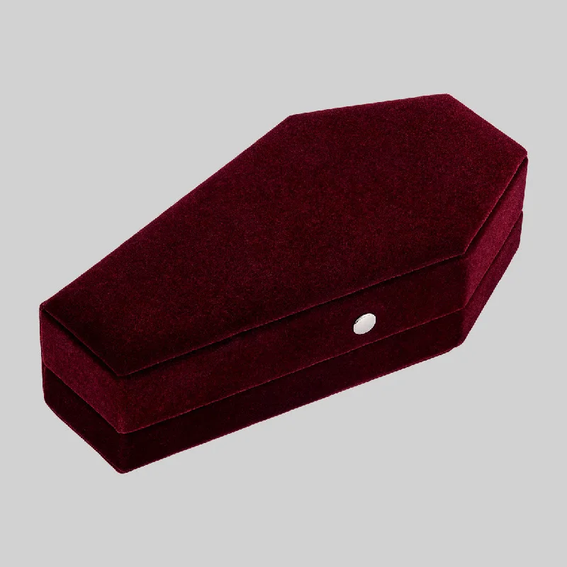 sapphire engagement rings for women-The Crimson Red Velvet Coffin Ring Case