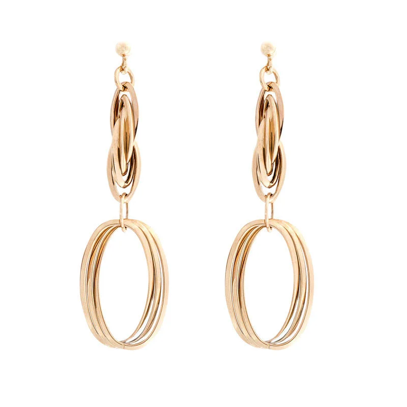 bold resin hoop earrings for modern style -14 Karat Yellow Gold Twisted Oval Link Drop Earring