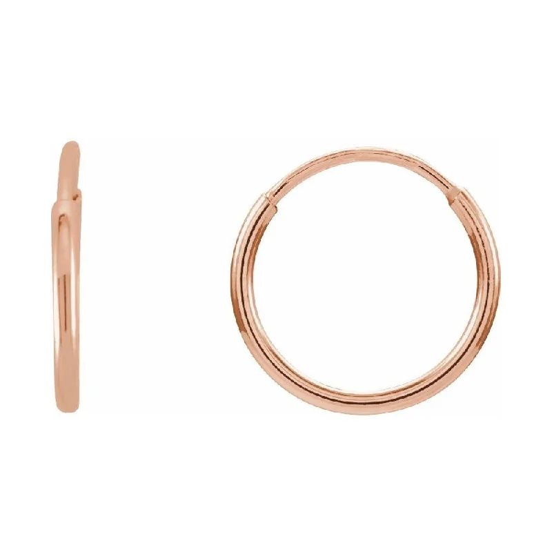 stylish gold thread earrings for an elegant touch -14K Rose Gold 10 mm Endless Hoop Earring for Women