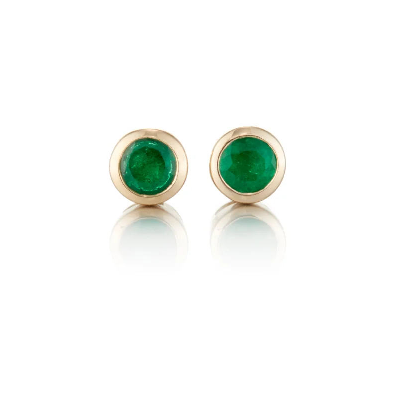 stunning silver earrings for refined beauty -Mini Dot Earrings in Emeralds