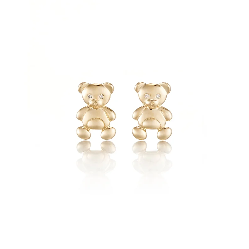 vintage diamond earrings for a luxurious feel -Child's Bear Stud Earrings