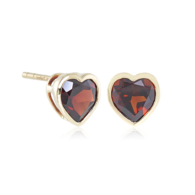 bold crystal earrings for a dramatic flair -Garnet Heart Earrings