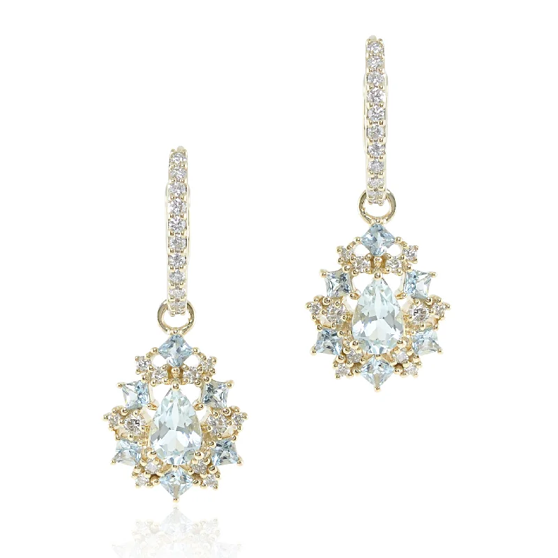 vintage-inspired crystal earrings for old-world charm -Juliette Earrings in Aquamarine & Diamonds