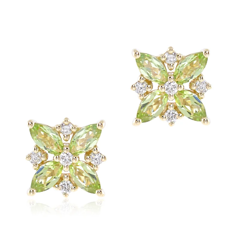 vibrant gemstone earrings for eye-catching beauty -Celeste Earrings in Peridot & Diamonds