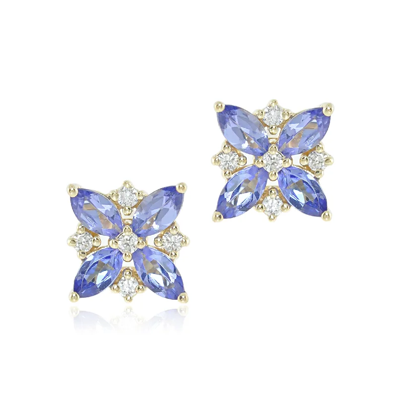 colorful resin drop earrings for lively fashion -Celeste Earrings in Tanzanite & Diamonds