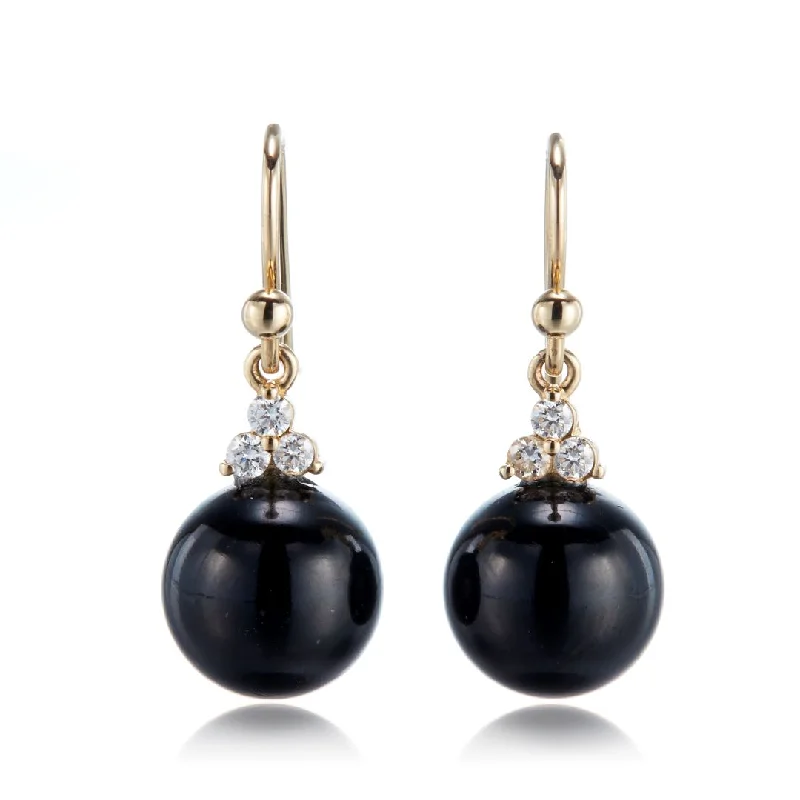 trendy geometric earrings for contemporary fashion -Madison Drop Earrings in Black Jade & Diamonds