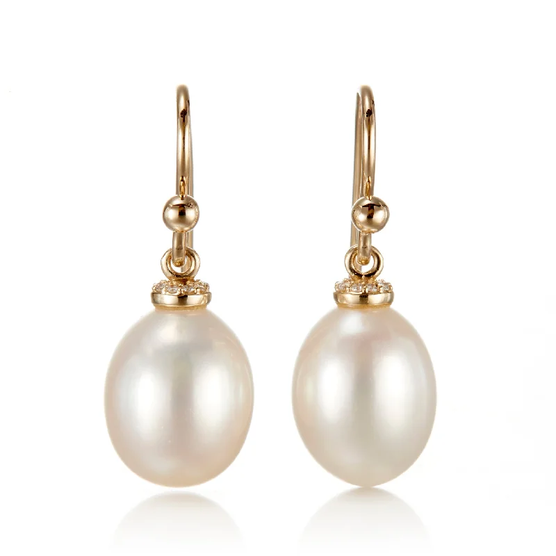 quirky resin earrings for a creative edge -Diamond-Cap Pearl Drop Earrings