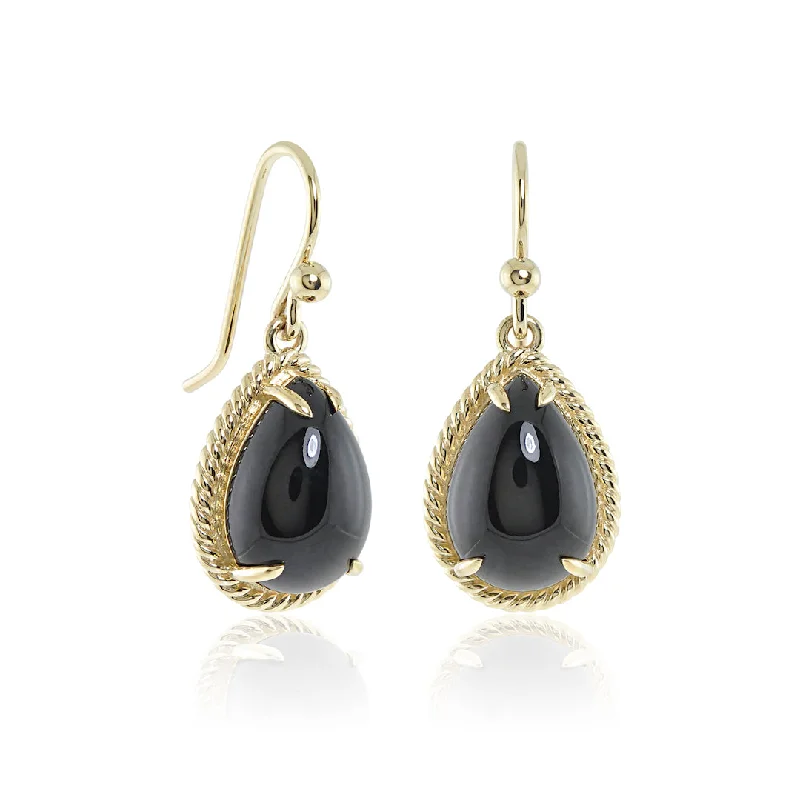 modern hoop earrings for a polished look -Braided Teardrop Earrings in Black Jade