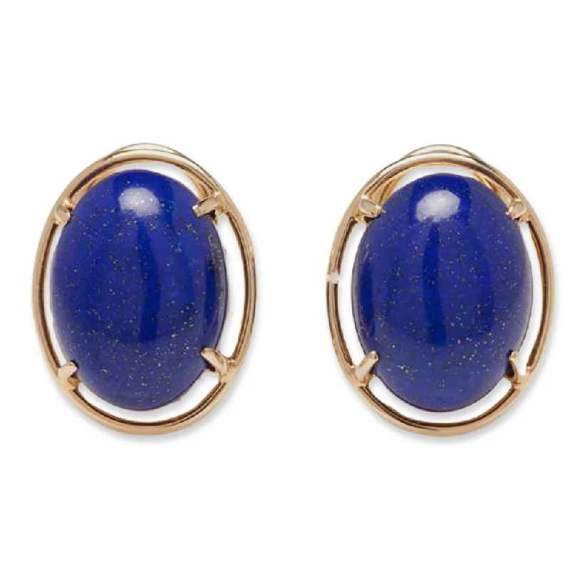 chic beaded earrings for a fun flair -Lapis Cabochon Earrings