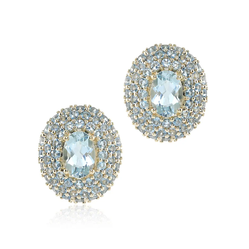 sparkling pearl earrings for a classic look -Oval Pavé Aquamarine Earrings