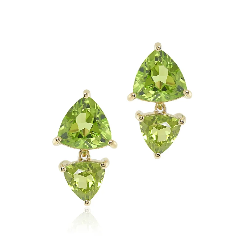 minimalist silver earrings for subtle beauty -Trillion Drop Earrings in Peridot