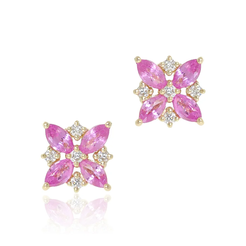 chic dangle earrings for a statement look -Celeste Earrings in Pink Sapphires & Diamonds