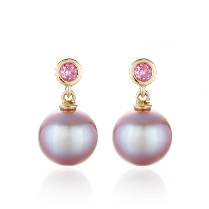 sparkling rhinestone earrings for glamorous nights -Pink Sapphire & Pink Pearl Drop Earrings