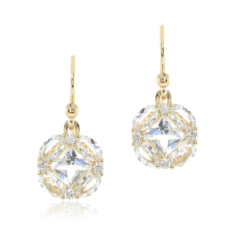 delicate gemstone stud earrings for a simple finish -Quadrille Drop Earrings in White Topaz & Diamonds