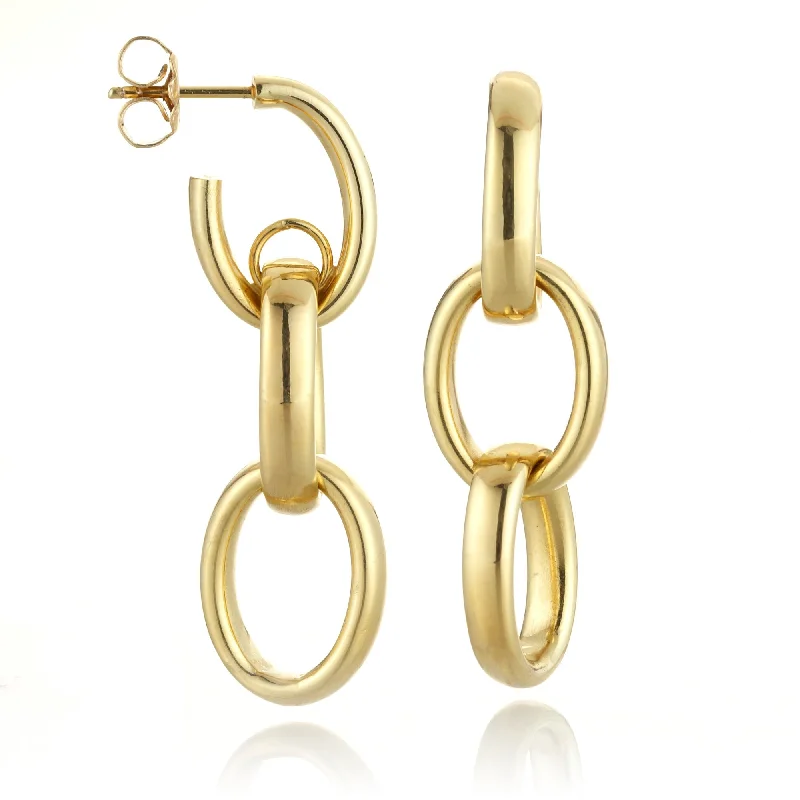 gold hoop earrings for elegant simplicity -Gold Oval Link Drop Earrings